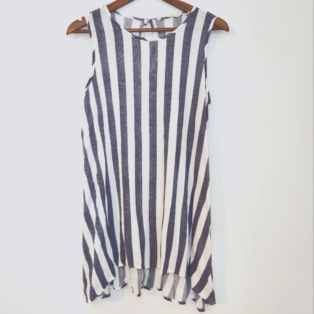 Soft Surroundings Linen Sleeveless Blouse Navy Tank Size Small